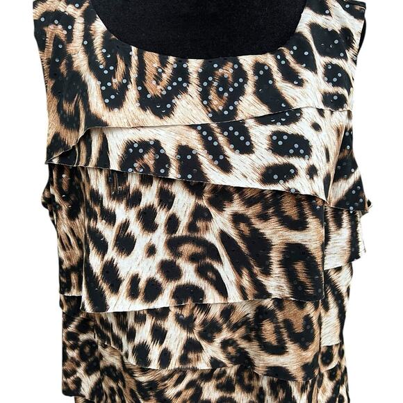Dressbarn Collection women’s size 1X cheetah print sleeveless cowl neckline top - Picture 4 of 10